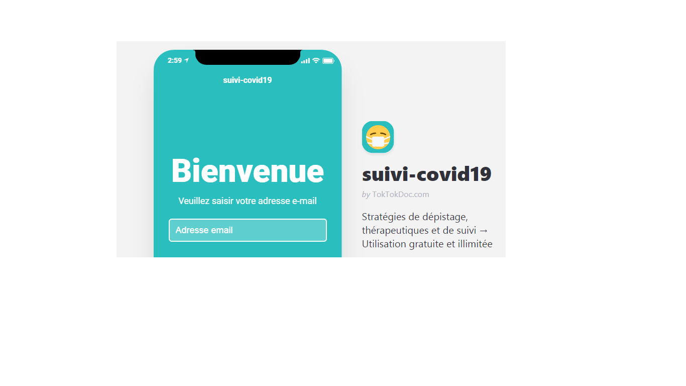 {COVID19} TokTokDoc : une application pour le suivi du coronavirus